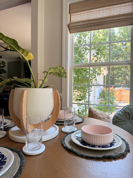 nested-plant-stand-modern-dining-room-tablescape-braidandwood