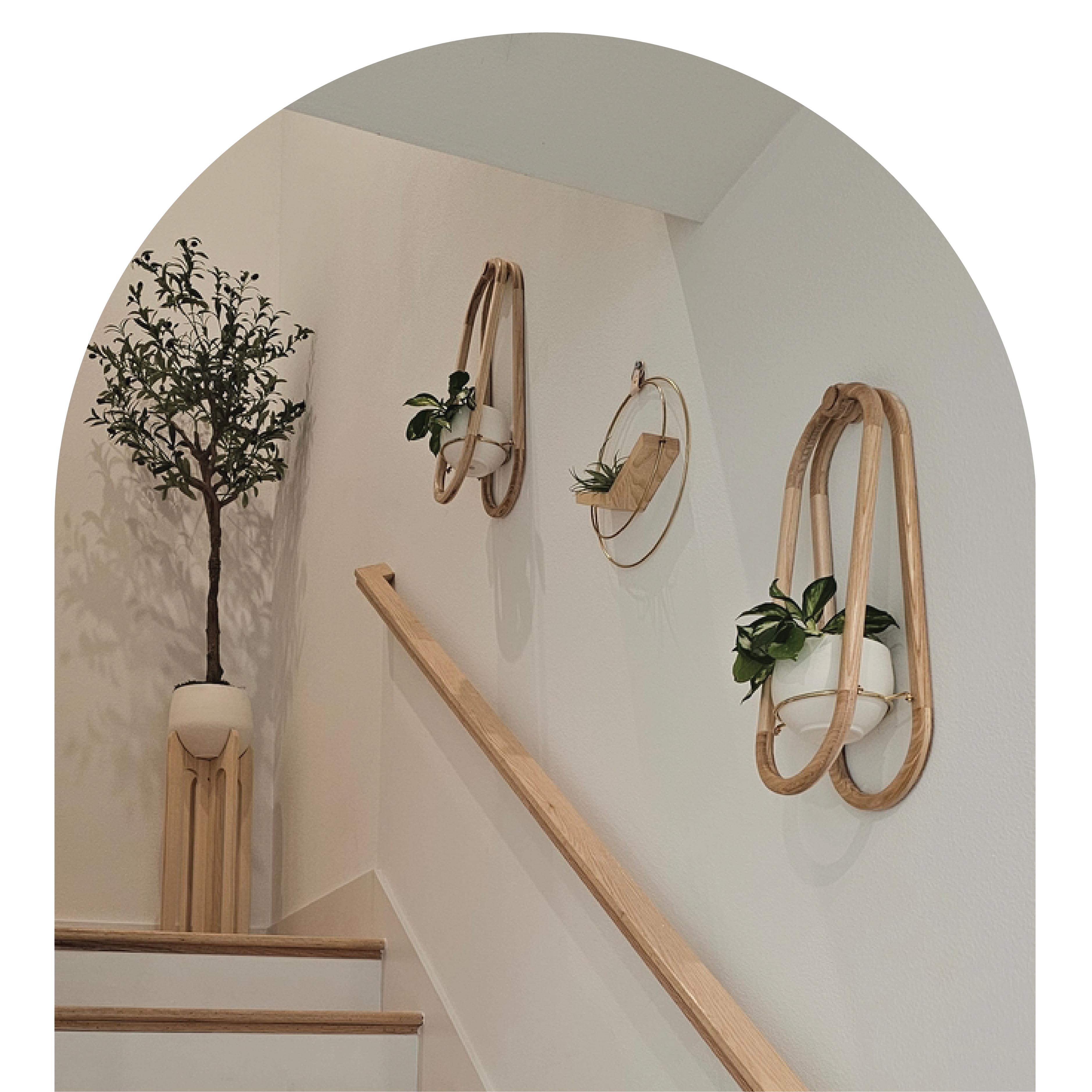 arches-plant-stand-frame-vhanger-trio-in-modern-stairwell-braidandwood