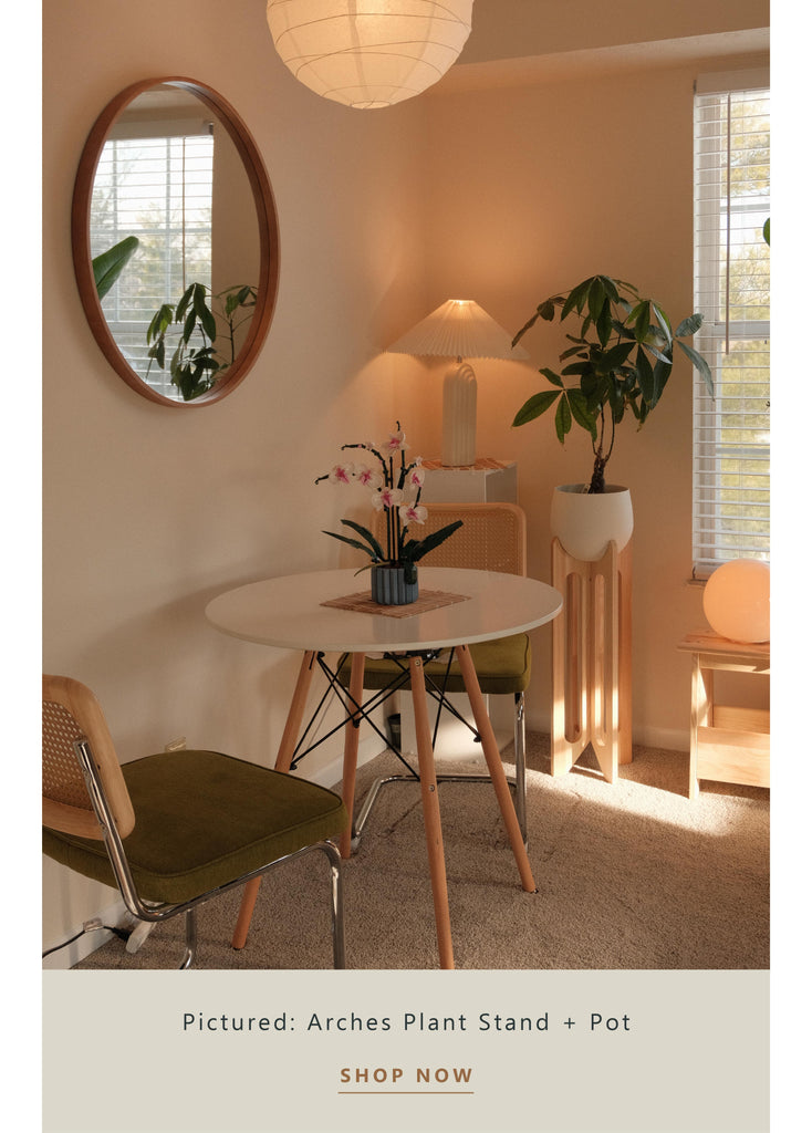 arches-plant-stand-in-eclectic-dining-room-braidandwood