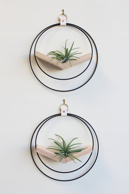 modern wall decor v hanging matte black plant shelf with light stained wood made for air plants